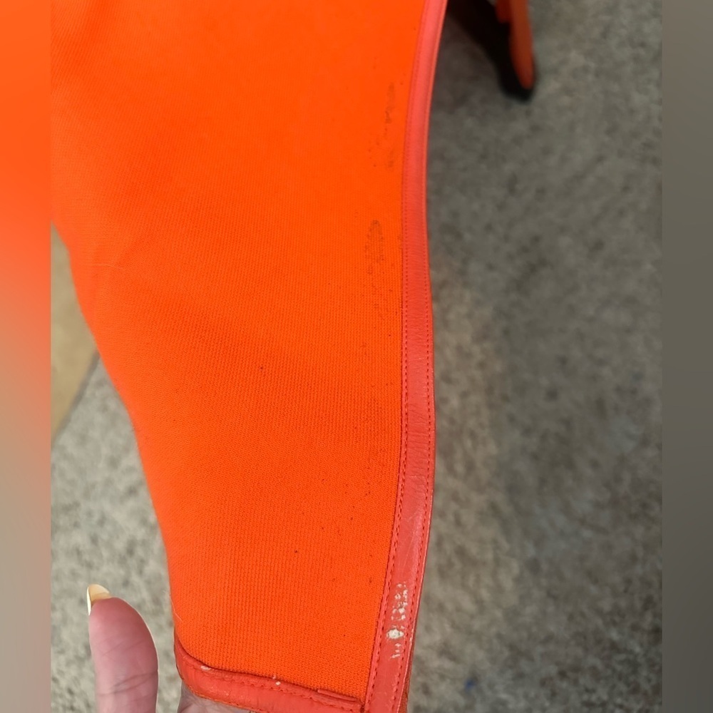 Vintage 1960 Andre Courreges orange wool maxi skirt leather trim high waist maxi - Picture 5 of 9